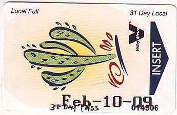 front of bus pass i bought at library and used on jan 11, 2009