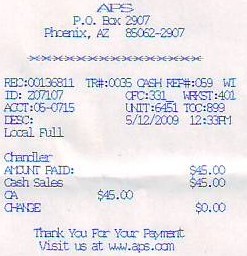 Receipt for May 15 to June 14 2009 Bus Pass